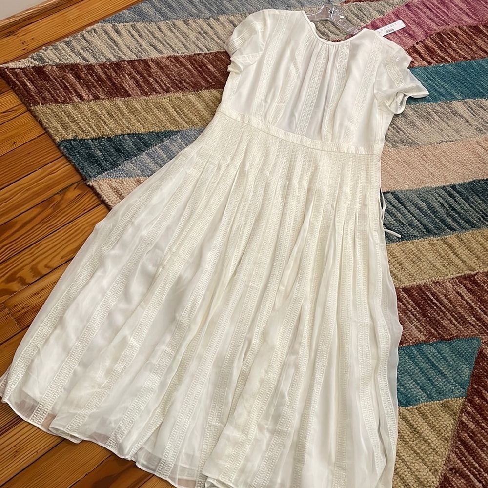 NWT J.crew Midi dress in embroidered chiffon, Sz 8, Ivory